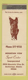 Matchbook Cover - Mountain View Sport Center Anchorage AK