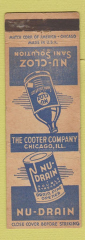 Matchbook Cover - Nu Cloz Sanitation Drain Cleaner Cooter Chicago IL WEAR