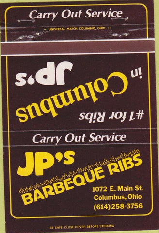 Matchbook Cover - JP's BBQ Columbus OH Ribs 40 Strike