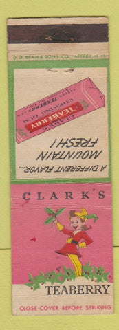 Matchbook Cover - Clark's Teaberry Chewing Gum DD Bean