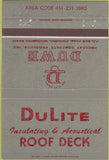 Matchbook Cover - Dulite Roof Deck Oshkosh WI 40 Strike