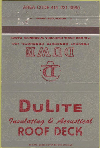 Matchbook Cover - Dulite Roof Deck Oshkosh WI 40 Strike