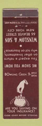 Matchbook Cover - Winslow & Son New York City Insurance