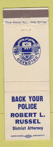 Matchbook Cover - Robert Russel District Attorney Election Colorado