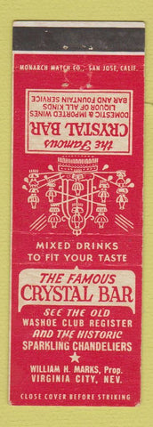 Matchbook Cover - Crystal Bar Virginia City NV