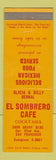 Matchbook Cover - El Sombrero Cafe Mexican San Francisco CA