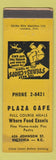 Matchbook Cover - Plaza Cafe Victoria BC WEAR