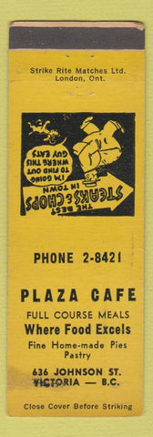 Matchbook Cover - Plaza Cafe Victoria BC WEAR