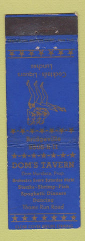 Matchbook Cover - Dom's Tavern girlie Bridgeville NJ? WEAR