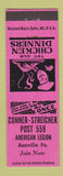 Matchbook Cover - Conner Streicher American Legion Annville PA
