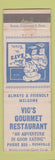 Matchbook Cover - Vic's Gourmet Restaurant Rushville WEAR