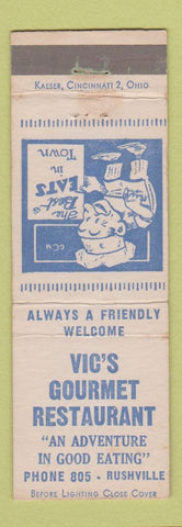 Matchbook Cover - Vic's Gourmet Restaurant Rushville WEAR