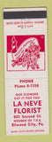 Matchbook Cover - La Neve Florist Flowers Ellwood City PA