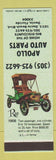 Matchbook Cover - Apollo Auto Parts Dania FL
