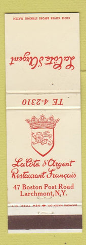 Matchbook Cover - La Cote & Argent Restaurant Larchmont NY
