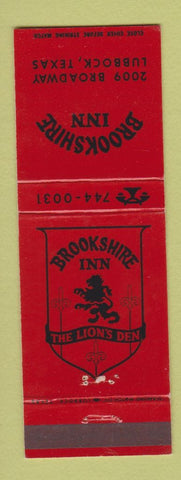 Matchbook Cover - Brookshire Inn Lubbock TX