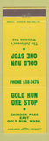 Matchbook Cover - Gold Run One Stop Gold Run WA
