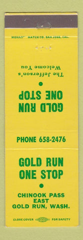 Matchbook Cover - Gold Run One Stop Gold Run WA