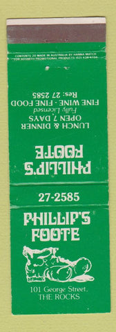 Matchbook Cover - Phillip's Foote Restaurant The Rocks Australia