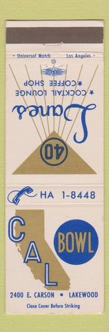 Matchbook Cover - Cal Bowling Lakewood CA