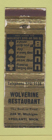 Matchbook Cover - Wolverine Restaurant Ypsilanti MI WORN