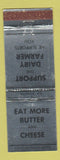 Matchbook Cover - Farmers State Bank Waupaca WI Support Dairy Farmers SILVER