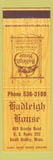 Matchbook Cover - Hadleigh House South Hadley MA