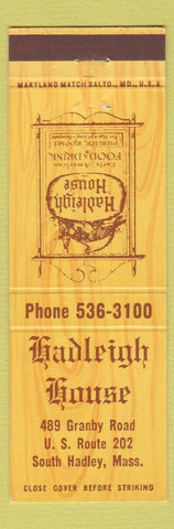 Matchbook Cover - Hadleigh House South Hadley MA