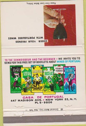 Matchbook Cover - Book of Wines of Portugal New York City WEAR 40 Strike