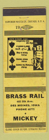 Matchbook Cover - Brass Rail Des Moines IA WEAR