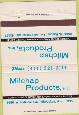 Matchbook Cover - Milchap Products Milwaukee WI 40 Strike