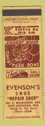 Matchbook Cover - Evenson's Shoe Repair Shop Fort Atkinson WI