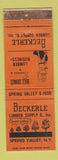 Matchbook Cover - Beckerle Lumber Spring Valley NY Robot WEAR