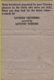 Matchbook Cover - Retail Clerks Union ABC Radio San Francisco? WEAR 40 Strike