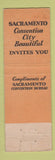 Matchbook Cover - Sacramento CA Tourism Sutter's Fort 1949 feature