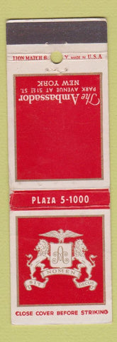 Matchbook Cover - Ambassador Hotel New York City