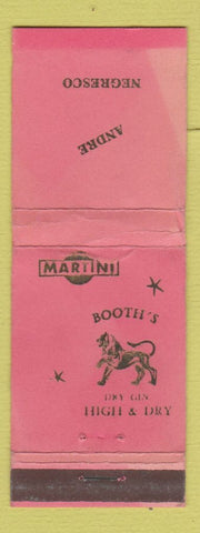 Matchbook Cover - Martini Liquor Booth's Dry Gin Andre Negresco WORN France
