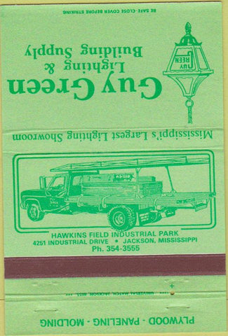 Matchbook Cover - Guy Green Lighting Building Jackson MS 40 Strike
