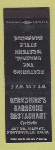 Matchbook Cover - Berkshire's BBQ Restaurant Porterville CA