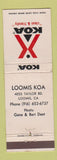Matchbook Cover - KOA Camping Loomis CA