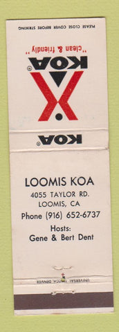 Matchbook Cover - KOA Camping Loomis CA