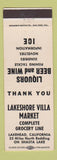 Matchbook Cover - Lakeshore Villa Market Lakehead CA Shasta Lake