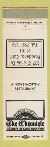 Matchbook Cover - Chronicle Bar Grill Pasadena CA WEAR