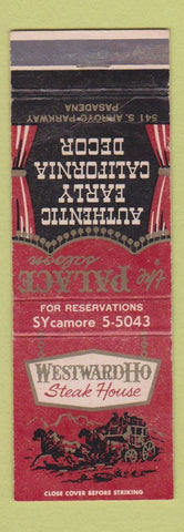 Matchbook Cover - Westward Ho Steak House Pasadena CA WEAR