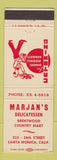 Matchbook Cover - Marjan's Deli Santa Monica CA WEAR