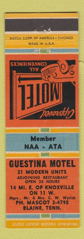 Matchbook Cover - Guestina Motel Blaine TN