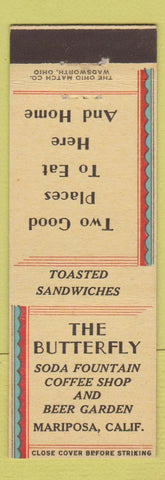 Matchbook Cover - The Butterfly Soda Fountain Mariposa CA