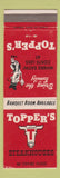 Matchbook Cover - Topper's Steak Houses Salt Lake City UT