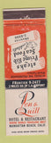 Matchbook Cover - Pen & Quill Hotel Restaurant Manhattan Beach CA WEAR