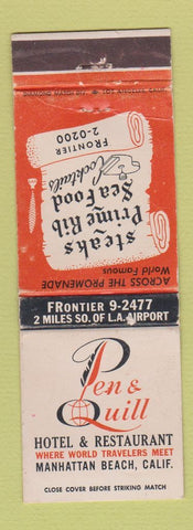 Matchbook Cover - Pen & Quill Hotel Restaurant Manhattan Beach CA WEAR